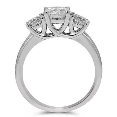 14K White Solid Gold Three Stone Diamond Engagement Ring 1.96 Ctw